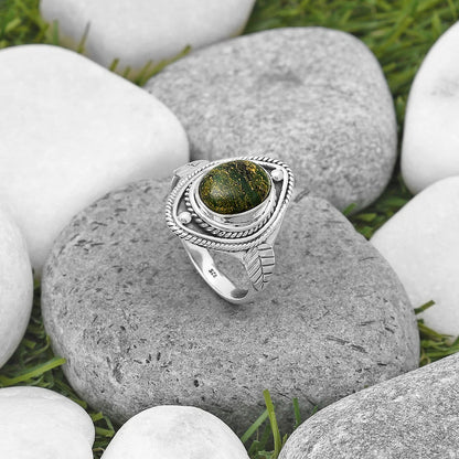 Natural Green Fuchsite Ring size-8.5 R-1258 SDR200036