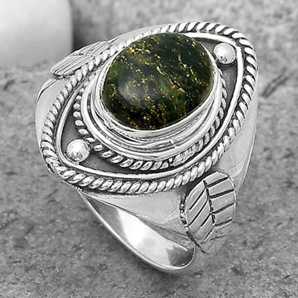 Natural Green Fuchsite Ring size-8 R-1258 SDR200039