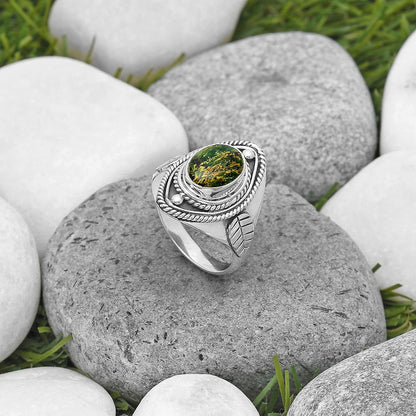 Natural Green Fuchsite Ring size-8 R-1258 SDR200046