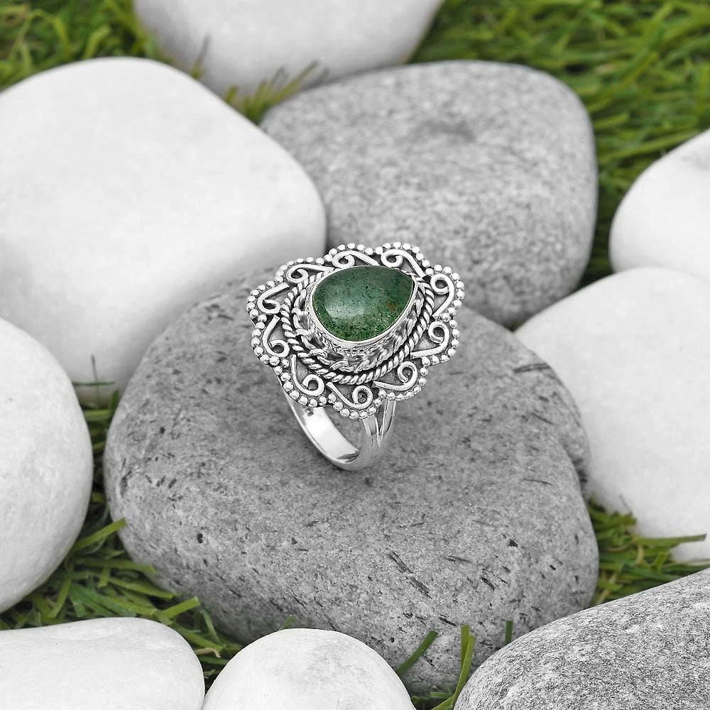 Natural Green Aventurine Ring size-7.5 R-1322 SDR200119