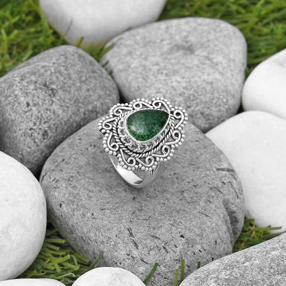 Natural Green Aventurine Ring size-7 R-1322 SDR200129