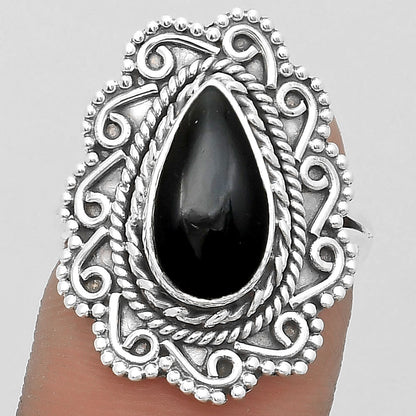 Natural Tektite Cab - Greek Ring size-7.5 R-1322 SDR200143