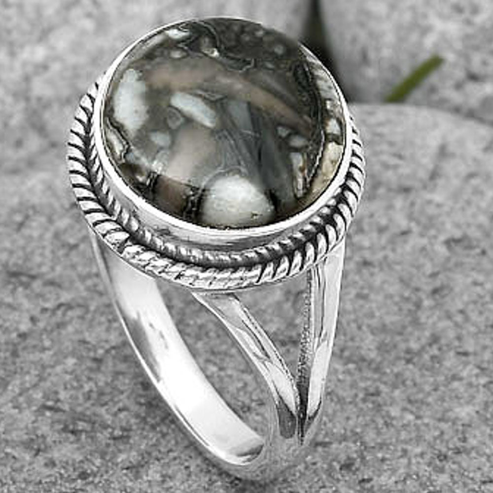 Natural Mexican Cabbing Fossil Ring size-9 R-1010 SDR200862