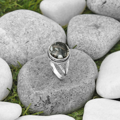 Natural Mexican Cabbing Fossil Ring size-9 R-1010 SDR200862