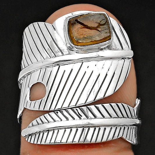 Adjustable Feather - Rare Kornerupine Rough Ring size-8.5 R-1473 SDR201271