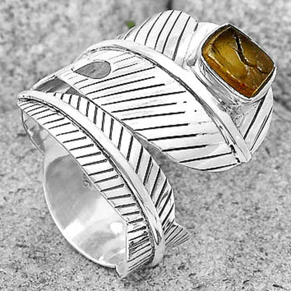 Adjustable Feather - Rare Kornerupine Rough Ring size-8.5 R-1473 SDR201271