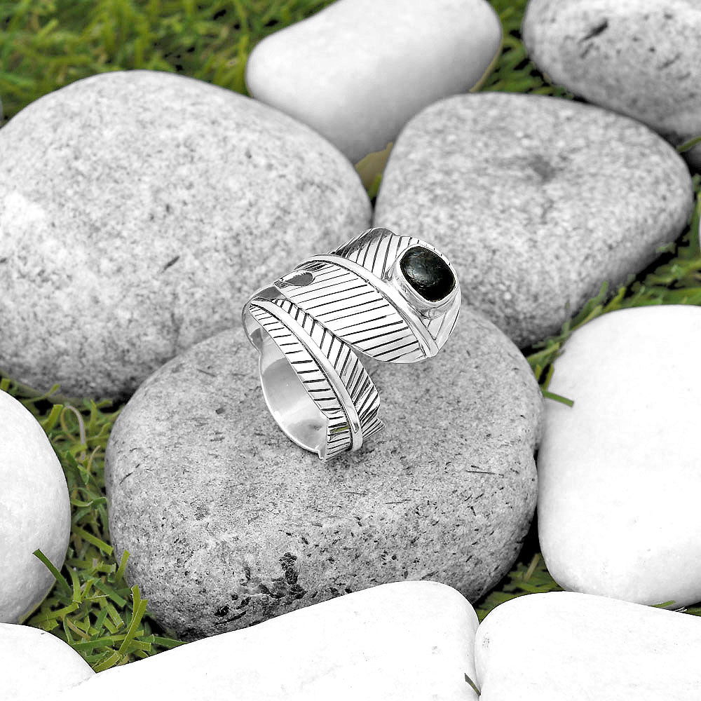Adjustable Feather - Nuummite Ring size-8.5 R-1473 SDR201280