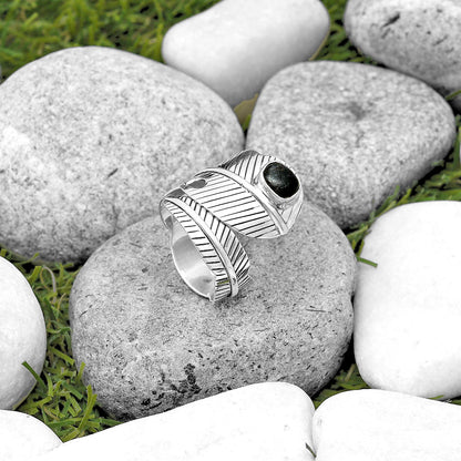 Adjustable Feather - Nuummite Ring size-8.5 R-1473 SDR201280
