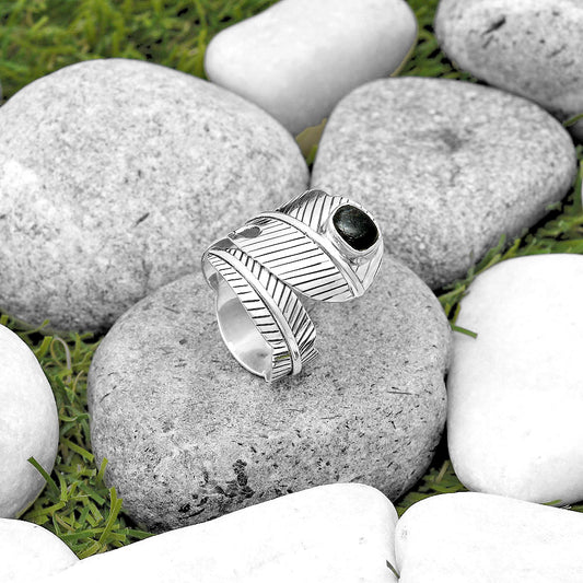 Adjustable Feather - Nuummite Ring size-8.5 R-1473 SDR201280