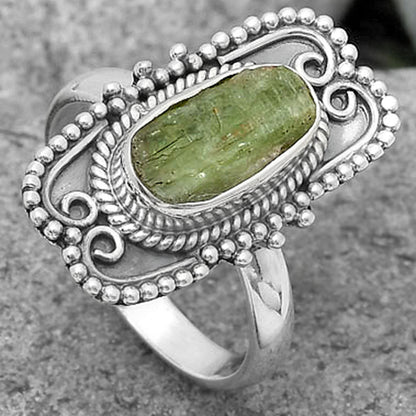 Natural Green Kyanite Rough India Ring size-7.5 R-1441 SDR201601