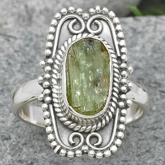 Natural Green Kyanite Rough - India Ring size-7 R-1441 SDR201604