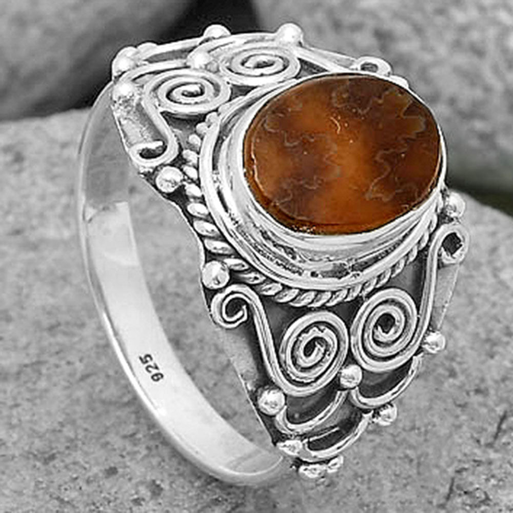 Sutured Ammonite - Madagascar Ring size-8.5 R-1282 SDR201702