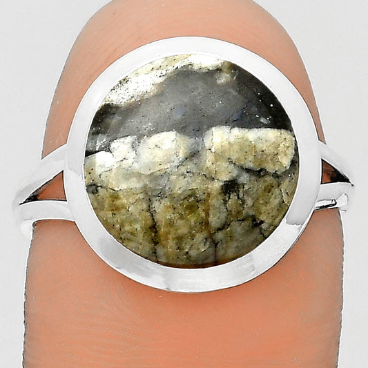 Natural Mexican Cabbing Fossil Ring size-8 R-1005 SDR202098