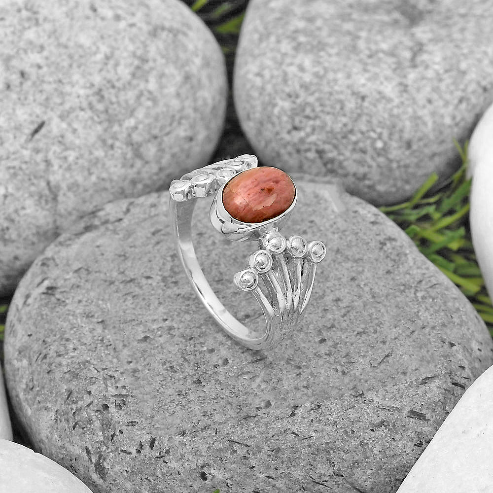 Natural Pink Tulip Quartz Ring size-6.5 R-1249 SDR202668
