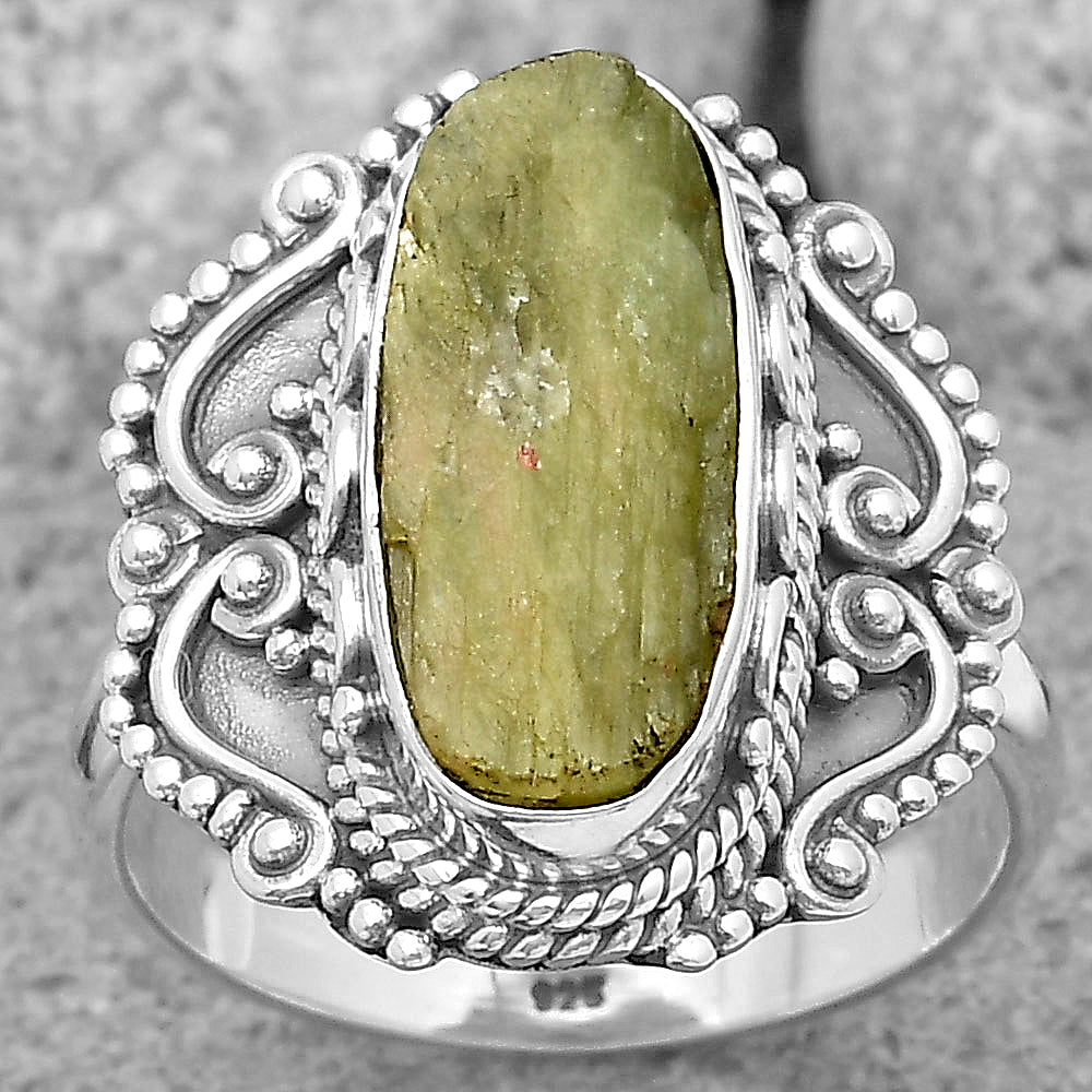 Natural Green Kyanite Rough - India Ring size-7 R-1282 SDR202703