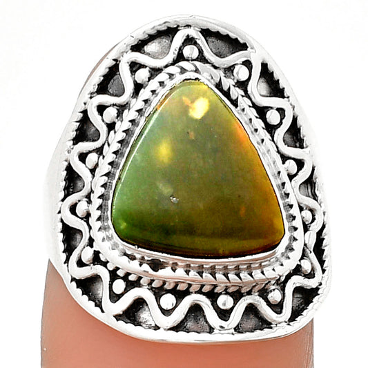 Natural Chrome Chalcedony Ring size-7.5 R-1501 SDR203597