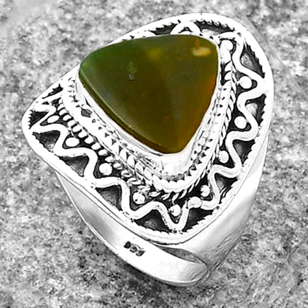 Natural Chrome Chalcedony Ring size-7.5 R-1501 SDR203597