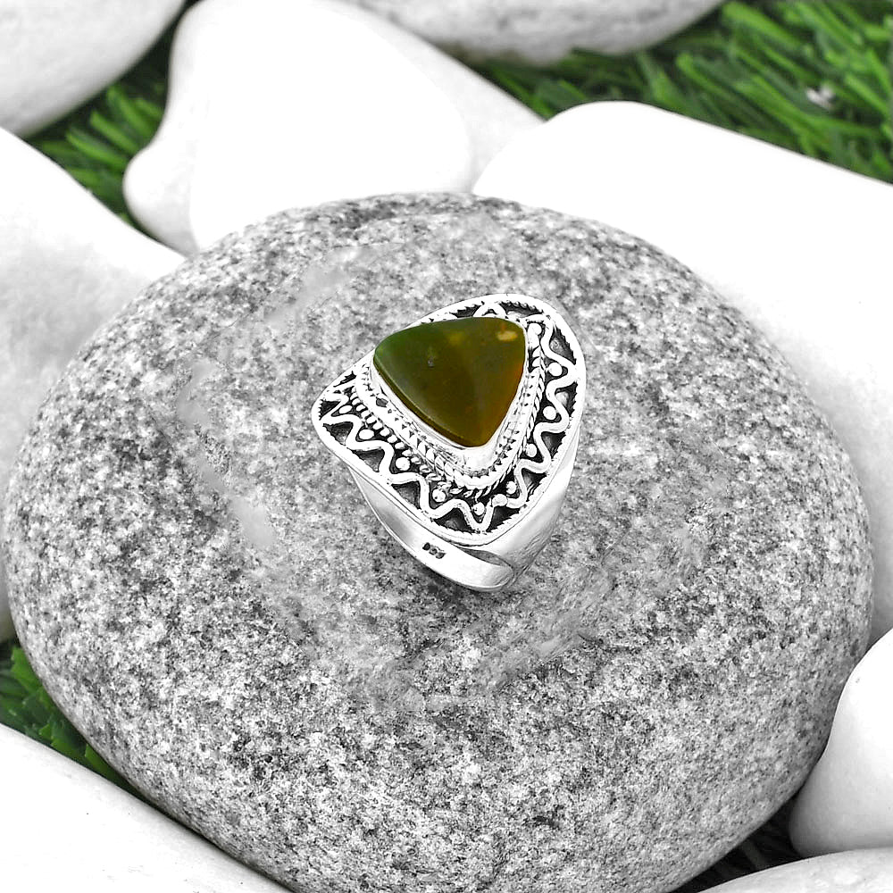 Natural Chrome Chalcedony Ring size-7.5 R-1501 SDR203597