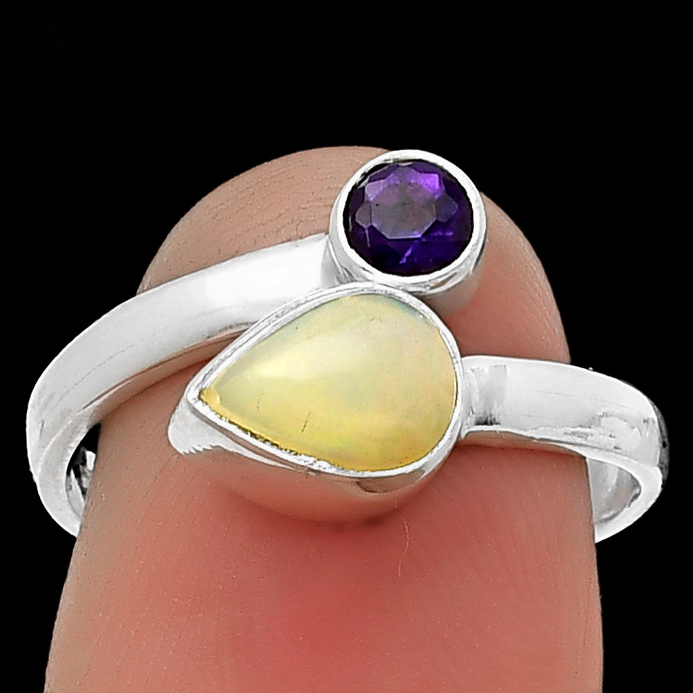 Natural Ethiopian Opal & Amethyst Ring size-8 R-1205 SDR203966