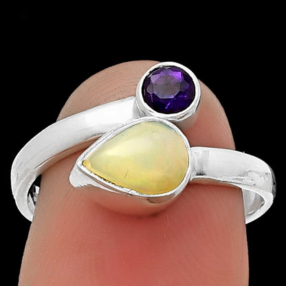 Natural Ethiopian Opal & Amethyst Ring size-8 R-1205 SDR203966