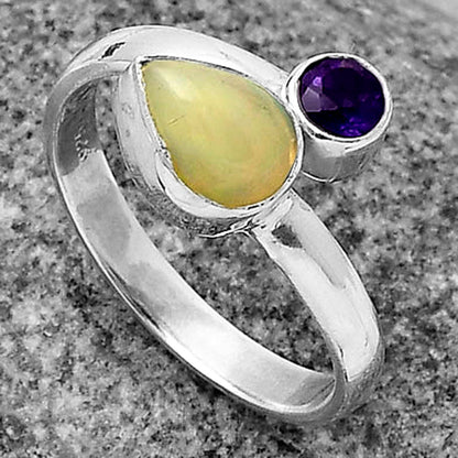 Natural Ethiopian Opal & Amethyst Ring size-8 R-1205 SDR203966