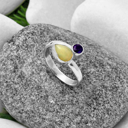Natural Ethiopian Opal & Amethyst Ring size-8 R-1205 SDR203966