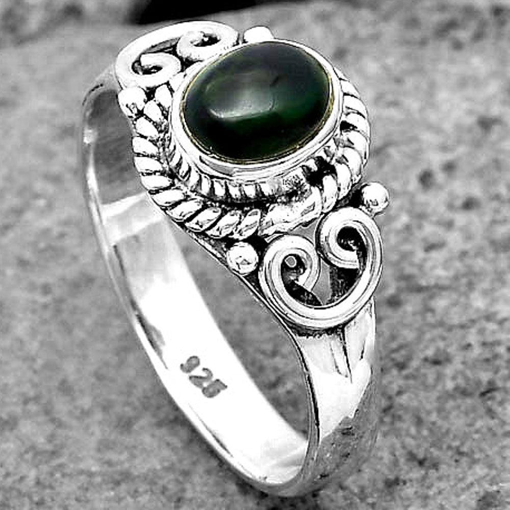 Natural Black Ethiopian Opal Ring size-6 R-1283 SDR204089