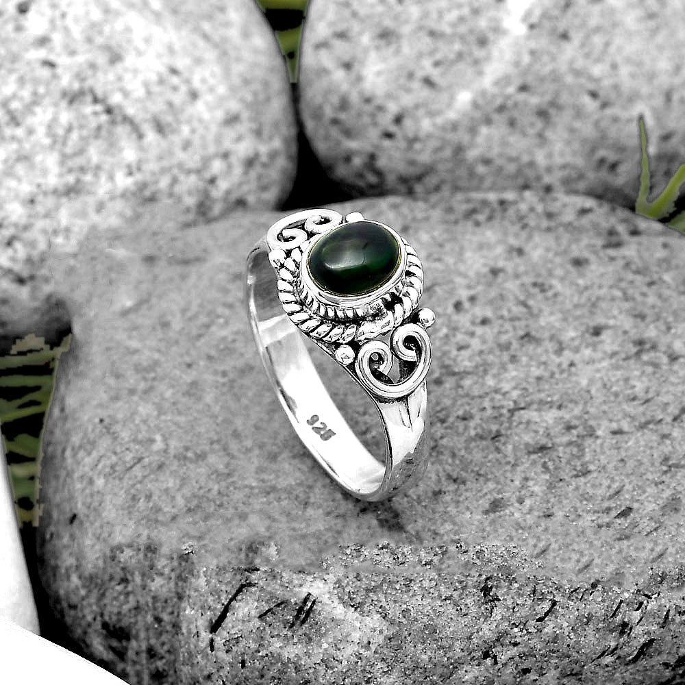 Natural Black Ethiopian Opal Ring size-6 R-1283 SDR204089