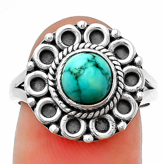 Natural Turquoise Magnesite Ring size-7.5 R-1256 SDR204522