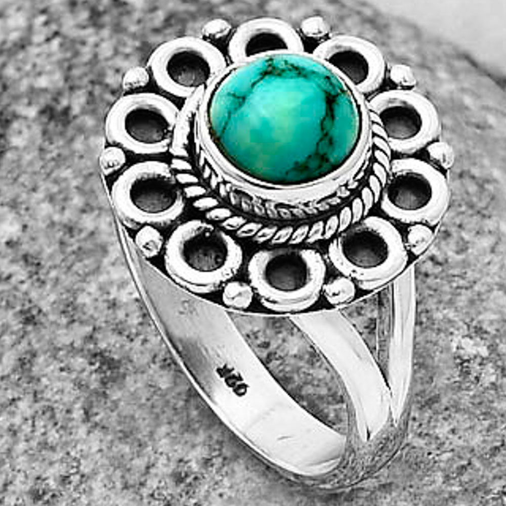 Natural Turquoise Magnesite Ring size-7.5 R-1256 SDR204522