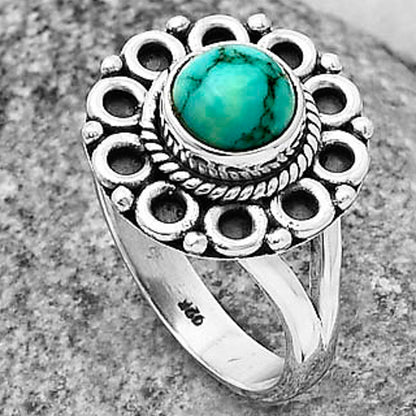Natural Turquoise Magnesite Ring size-7.5 R-1256 SDR204522