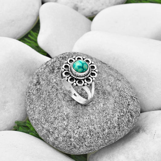 Natural Turquoise Magnesite Ring size-8 R-1256 SDR204525