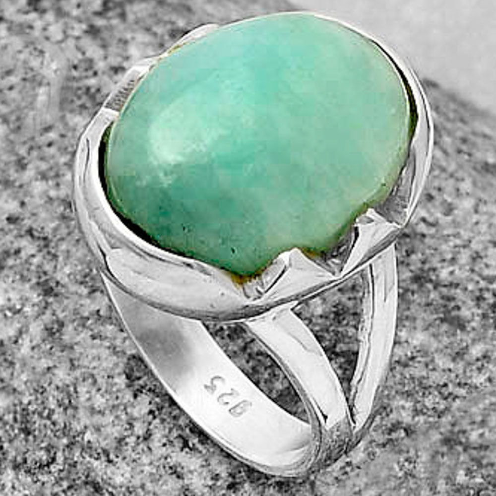 Natural Blue Aragonite Ring size-7.5 R-1438 SDR204608