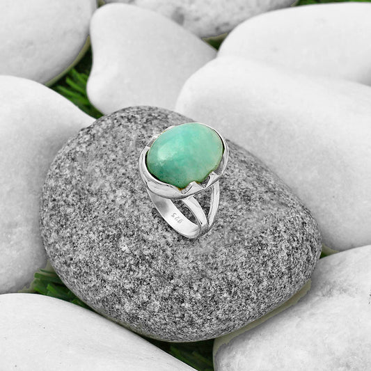 Natural Blue Aragonite Ring size-7.5 R-1438 SDR204608