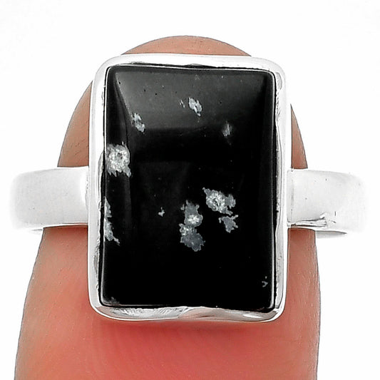 Natural Snow Flake Obsidian Ring size-8 R-1004 SDR204723