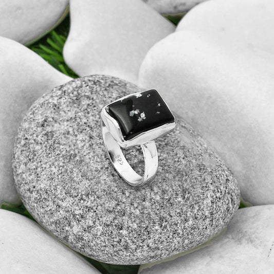 Natural Snow Flake Obsidian Ring size-8 R-1004 SDR204723