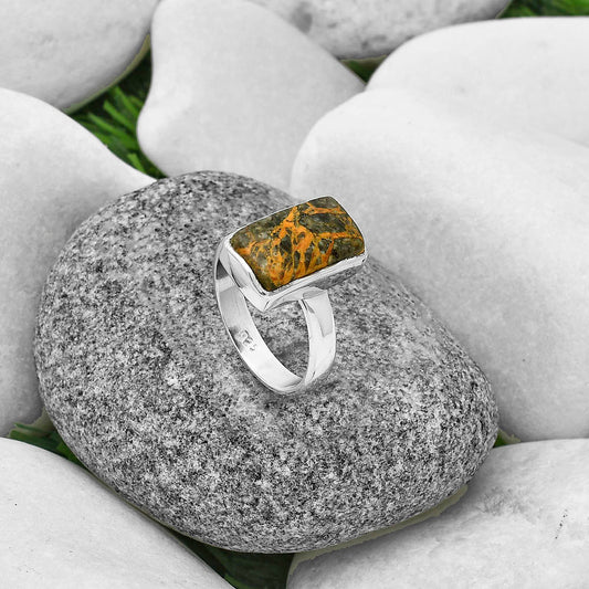 Natural Moroccan Yellow Jacket Jasper Ring size-8 R-1004 SDR204726