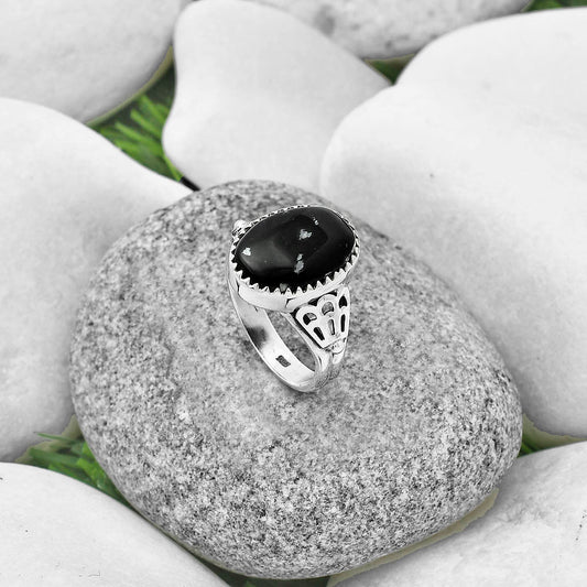 Natural Snow Flake Obsidian Ring size-8 R-1449 SDR204873