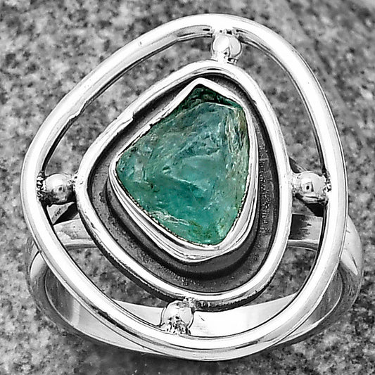 Aqua Apatite Rough - Madagascar Ring size-6.5 R-1446 SDR204921
