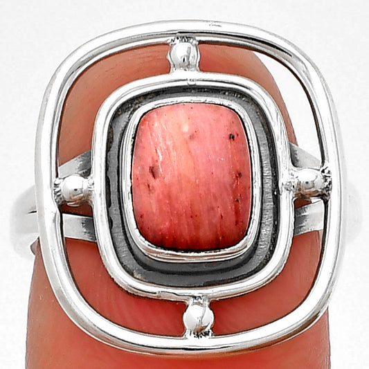 Natural Pink Tulip Quartz Ring size-8 R-1446 SDR204922