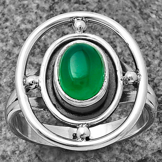 Natural Green Onyx Ring size-7.5 R-1446 SDR204934