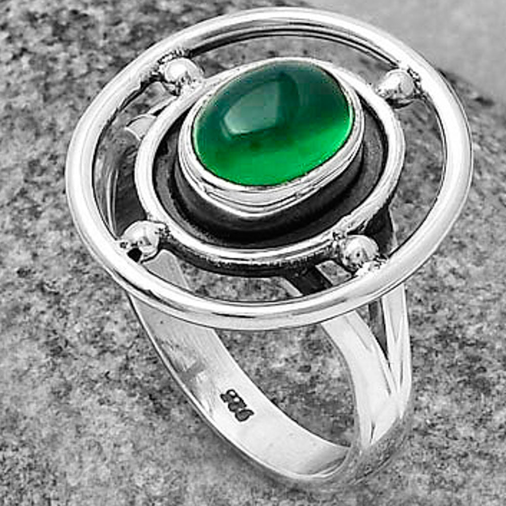 Natural Green Onyx Ring size-7.5 R-1446 SDR204934