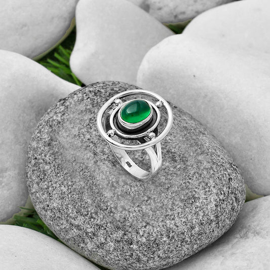 Natural Green Onyx Ring size-7.5 R-1446 SDR204934