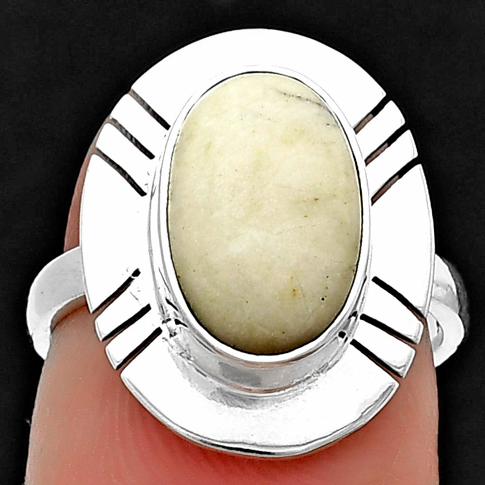 Authentic White Buffalo Turquoise Nevada Ring size-6 R-1240 SDR205467