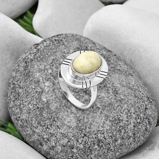 Authentic White Buffalo Turquoise Nevada Ring size-6 R-1240 SDR205467