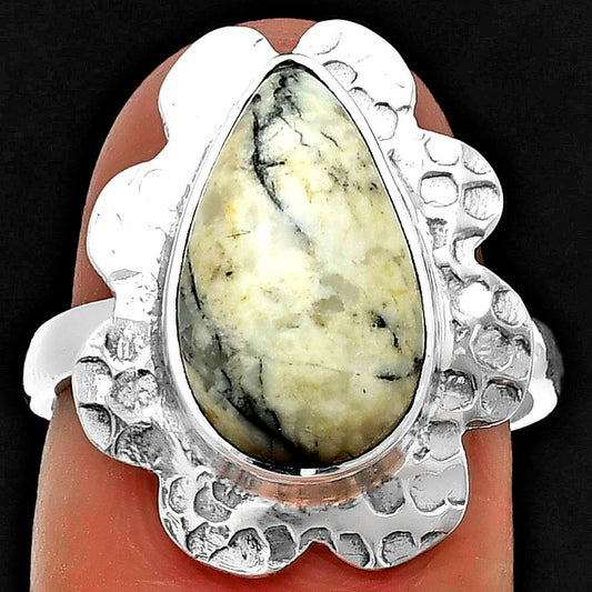 Authentic White Buffalo Turquoise Nevada Ring size-7 R-1241 SDR205753