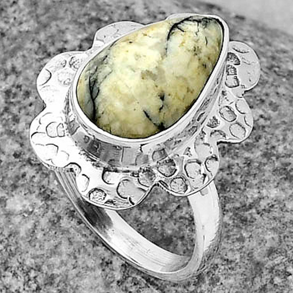 Authentic White Buffalo Turquoise Nevada Ring size-7 R-1241 SDR205753
