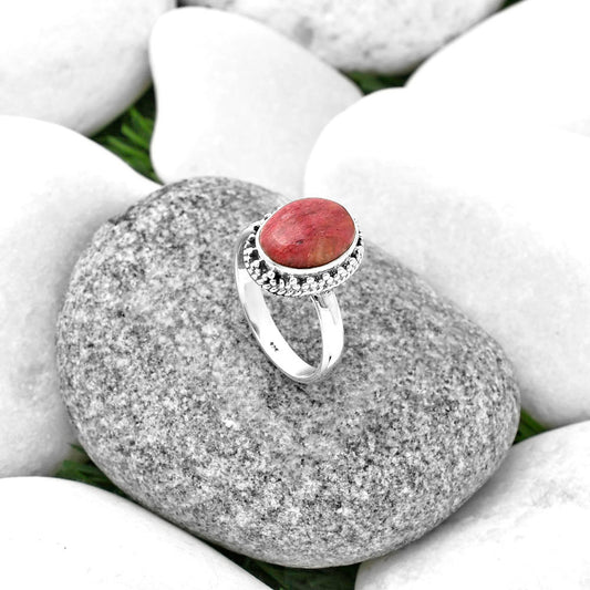 Natural Pink Tulip Quartz Ring size-8 R-1096 SDR205897