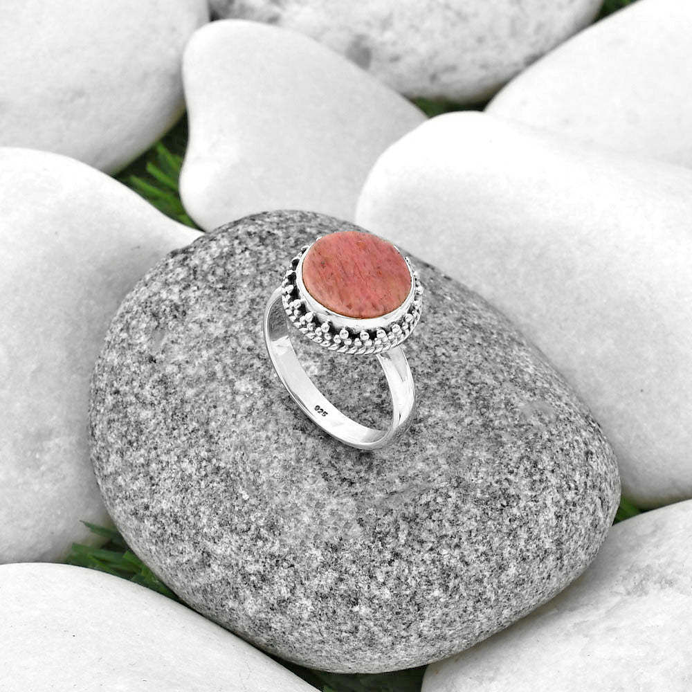 Natural Pink Tulip Quartz Ring size-7.5 R-1096 SDR205927