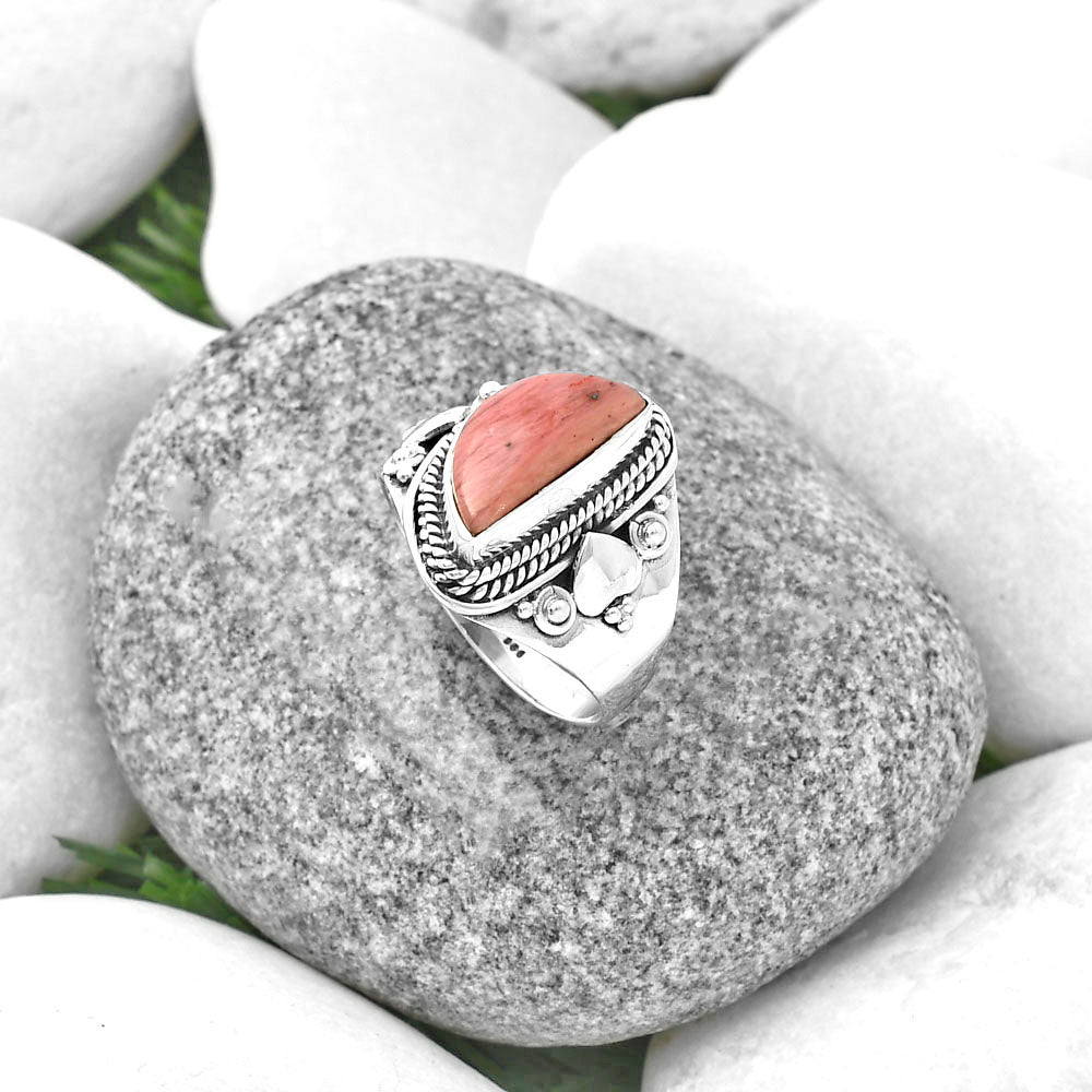 Natural Pink Tulip Quartz Ring size-9 R-1291 SDR206032